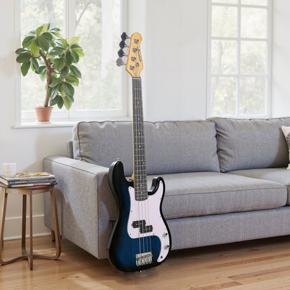 4 String Full Size Electric Bass Guitar for Beginner with Amp, Blue