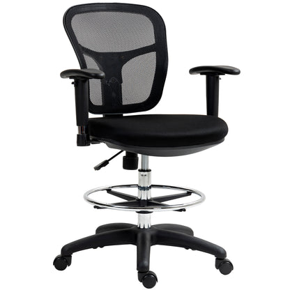 Drafting Stool Chair with Adjustable Armrest for Standing Desk, Black