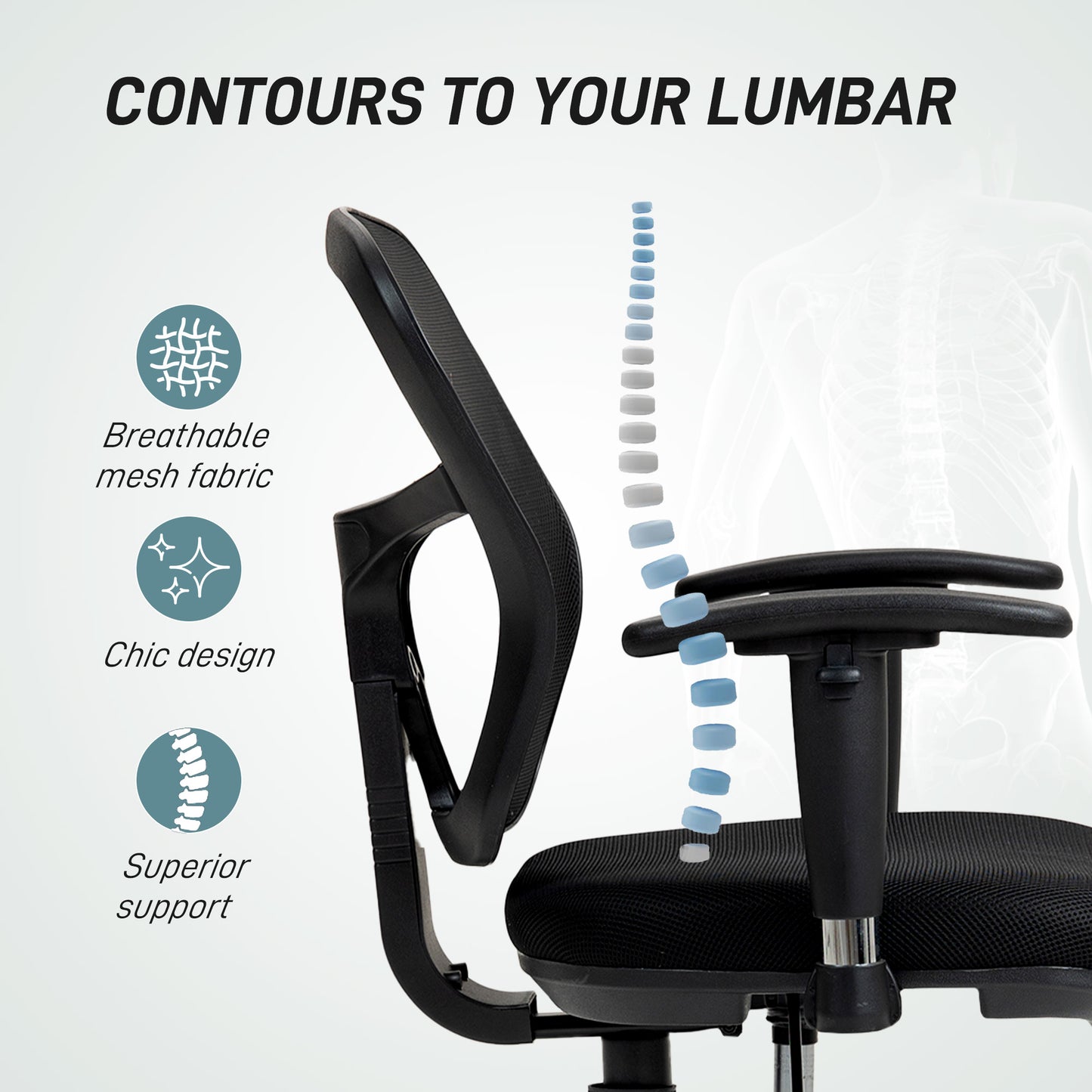 Drafting Stool Chair with Adjustable Armrest for Standing Desk, Black