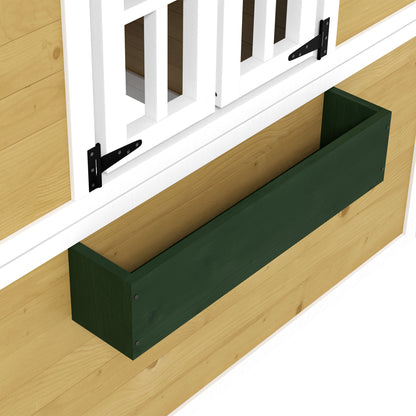 Wooden Playhouse with Doors, Windows, Plant Pots, Boxes, for 3-8 Years - Beige