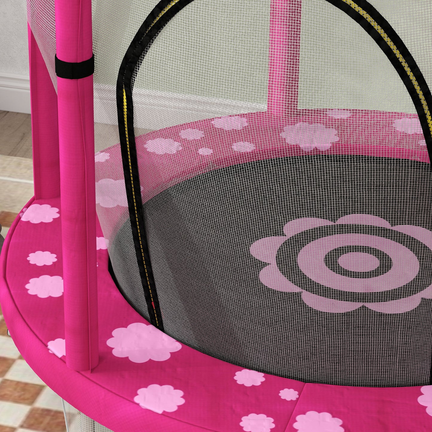 4.6FT Kids Trampoline with Safety Enclosure Net - Pink