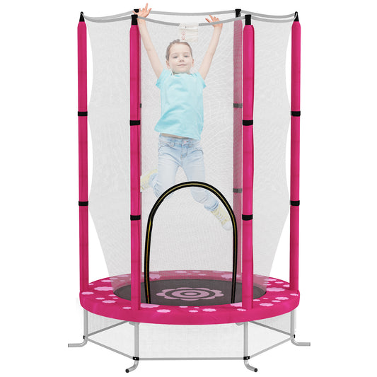4.6FT Kids Trampoline with Safety Enclosure Net - Pink