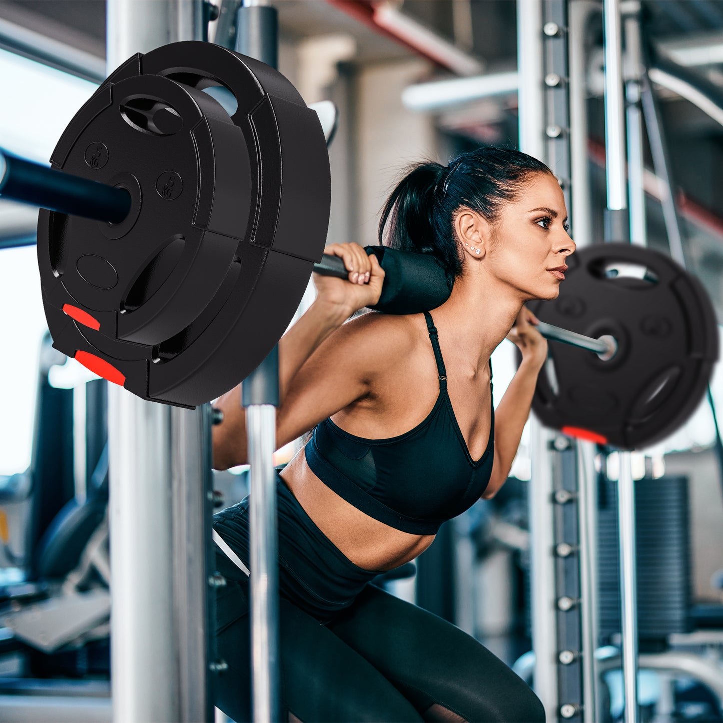Olympic Weight Plates Set for Home Gym, 2 x 10kg, 2 x 5kg, Black