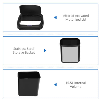 Automatic Sensor Dustbin Stainless Steel Rubbish Waste Bin Trash 20L