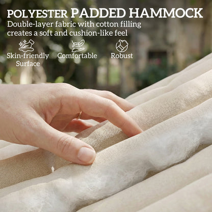 Double Hammock 2-Person Padded Swing Bed Cream White