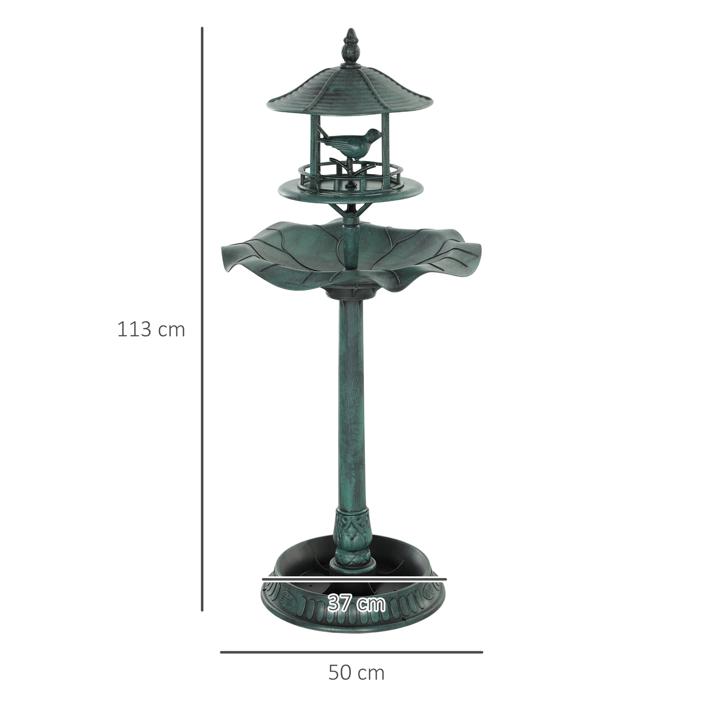 3-in-1 Garden Bird Bath, Birdbath with Large Water Basin, Green