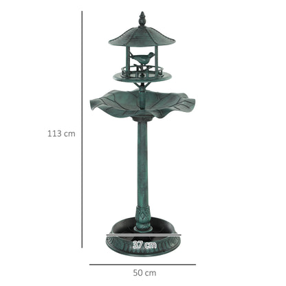 3-in-1 Garden Bird Bath, Birdbath with Large Water Basin, Green