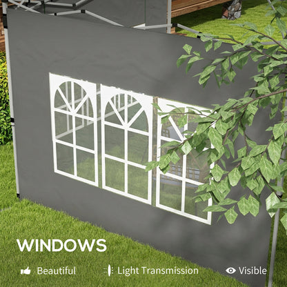 Gazebo Side Panels for 3x3(m) or 3x4m Pop Up Gazebo, Dark Grey