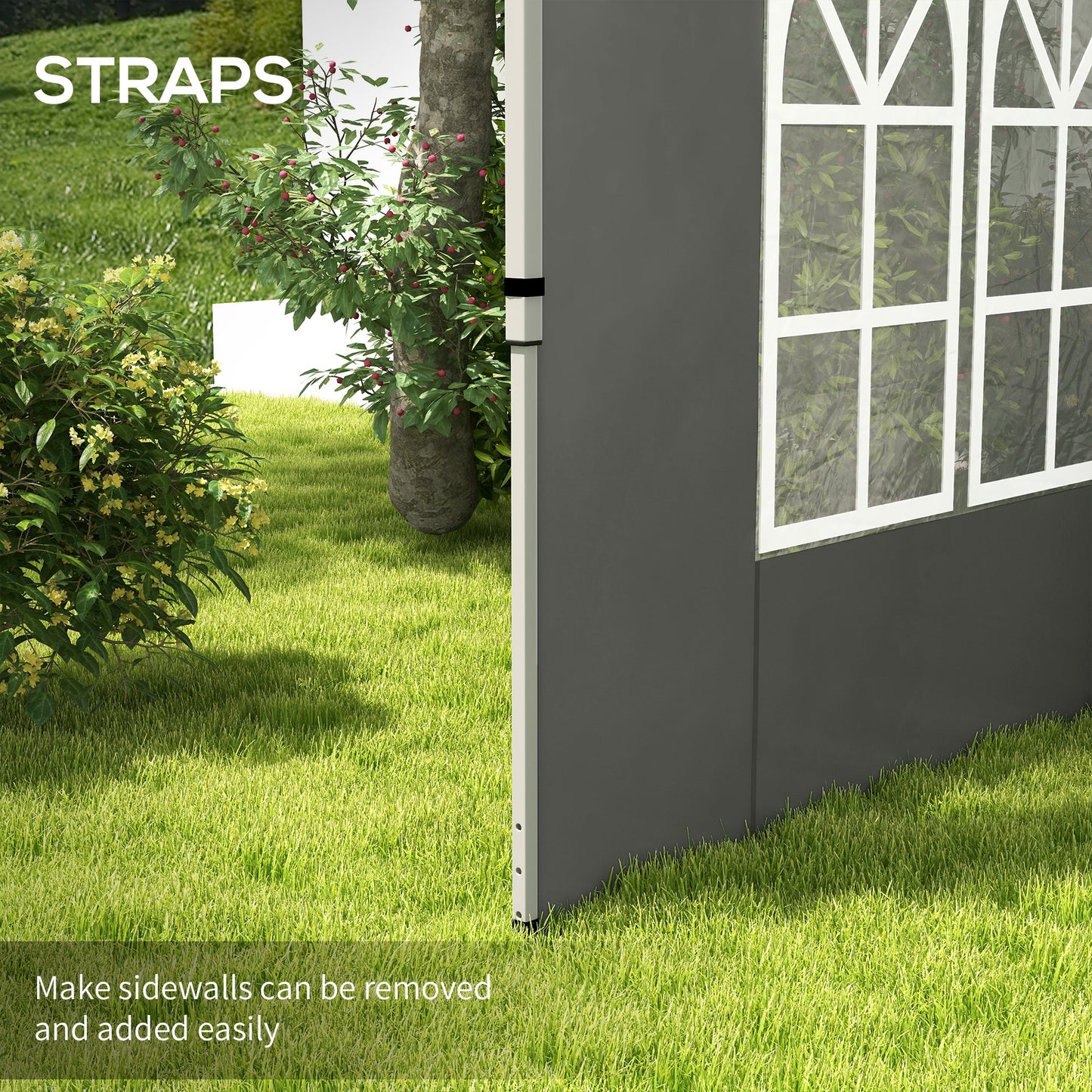 Gazebo Side Panels for 3x3(m) or 3x4m Pop Up Gazebo, Dark Grey