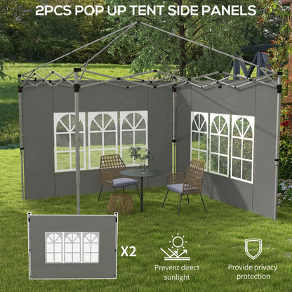 Gazebo Side Panels for 3x3(m) or 3x4m Pop Up Gazebo, Dark Grey