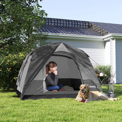 3-4 Person Camping Tent, Waterproof Tent, Dark Grey