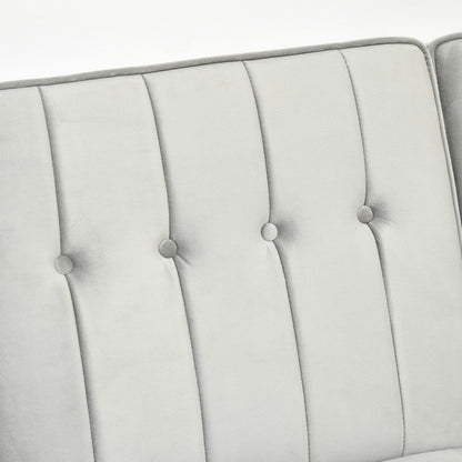 L Shape Sofa Bed Set with 3-Seater Sofa and Footstool, Corner Sofa Bed with Ottoman, Grey
