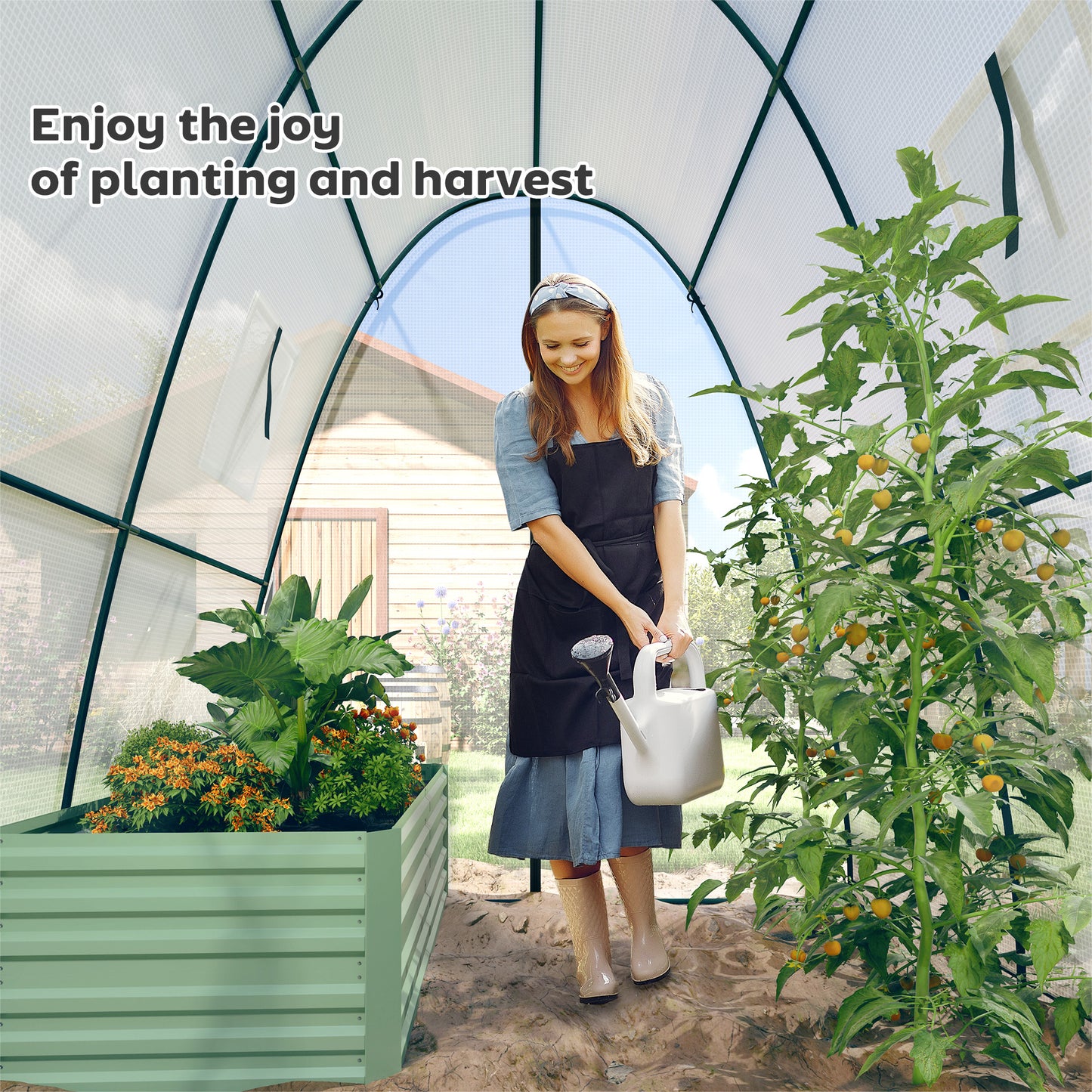 Portable Greenhouse Gardening Plant Hot House with 2 Doors, White