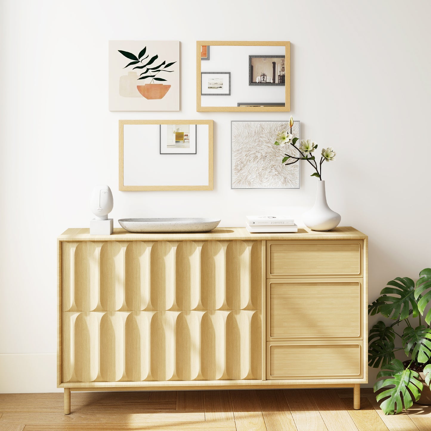 30 x 40 cm Wall Bathroom Mirror, Vanity Mirror, Set of 2, Natural