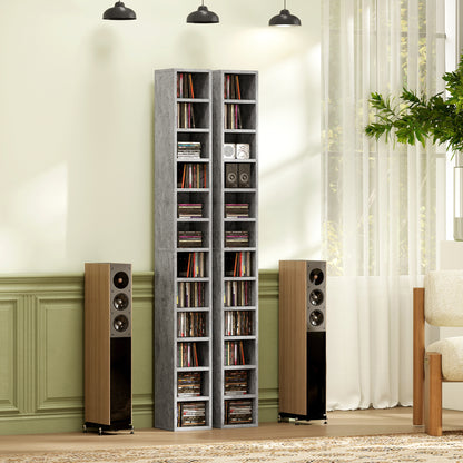 204 CD Storage Tower, Tall Bookcase Bookshelf with 12 Cubes