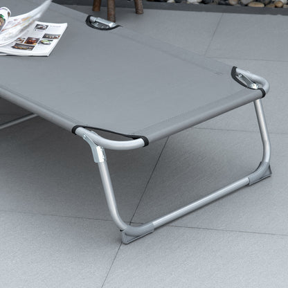 Camping Cot Picnic Sun Lounger Portable Folding Chaise Chair Grey