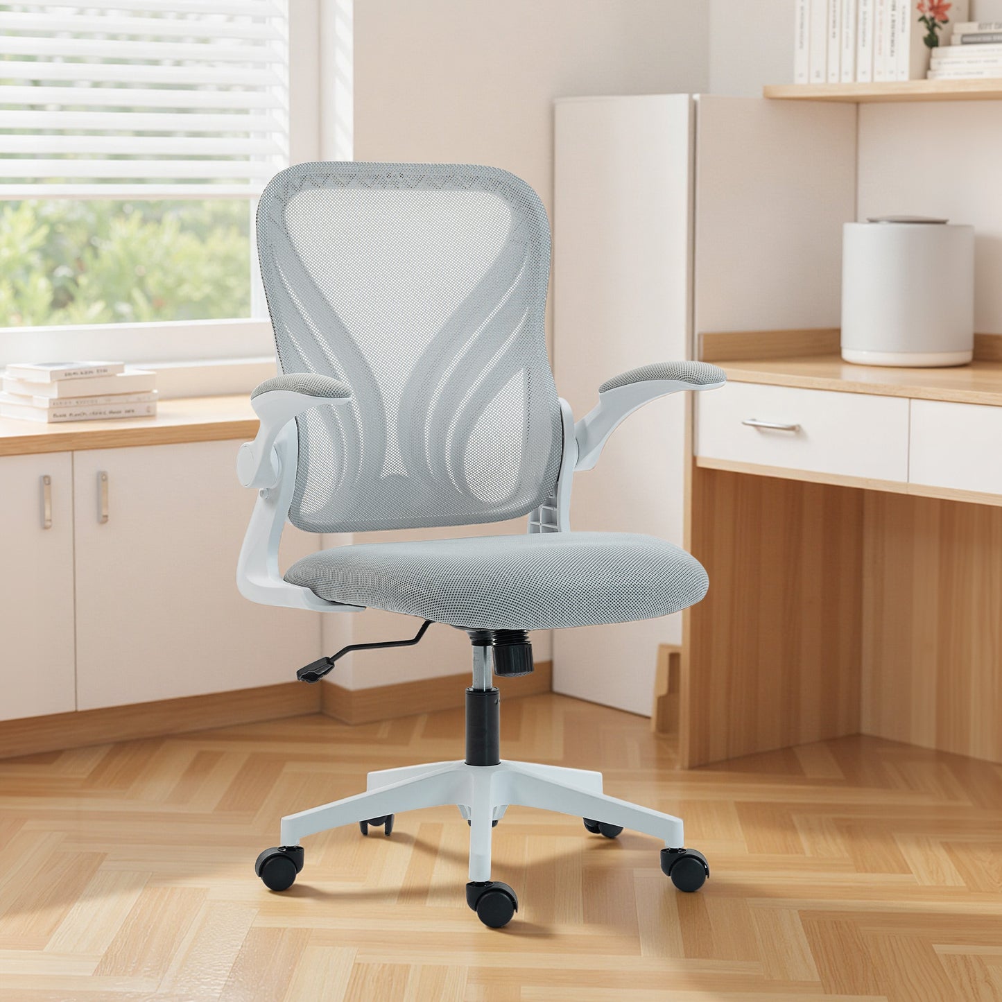 Mesh Office Chair, Computer Chair with Foldable Backrest, Grey