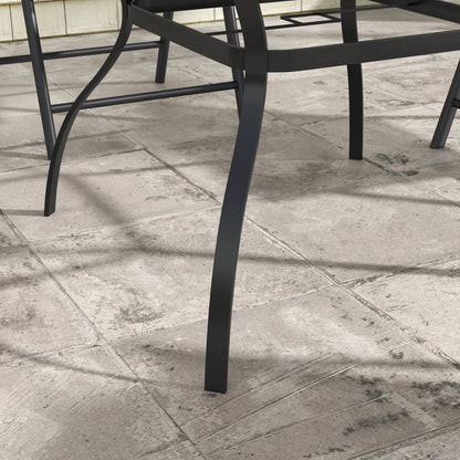 Garden Dining Table w/ Umbrella Hole, Dining Table for 4, Grey
