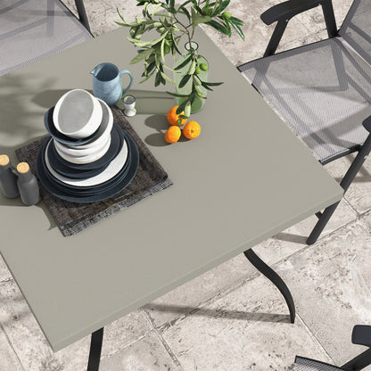 Garden Dining Table w/ Umbrella Hole, Dining Table for 4, Grey