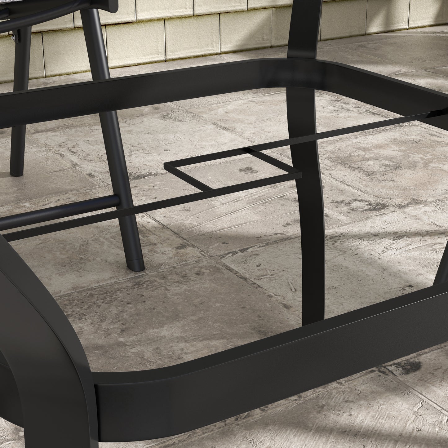 Garden Dining Table w/ Umbrella Hole, Dining Table for 4, Grey