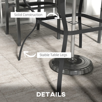Garden Dining Table w/ Umbrella Hole, Dining Table for 4, Grey