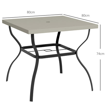 Garden Dining Table w/ Umbrella Hole, Dining Table for 4, Grey