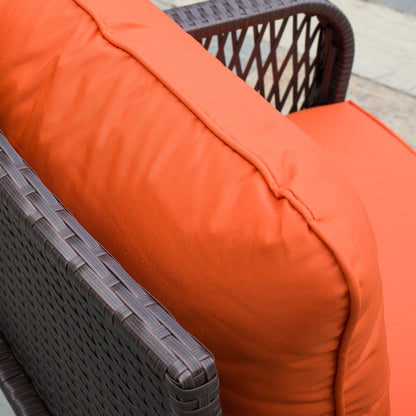 3 Pieces Rattan Bistro Set with Tempered Glass Table Orange