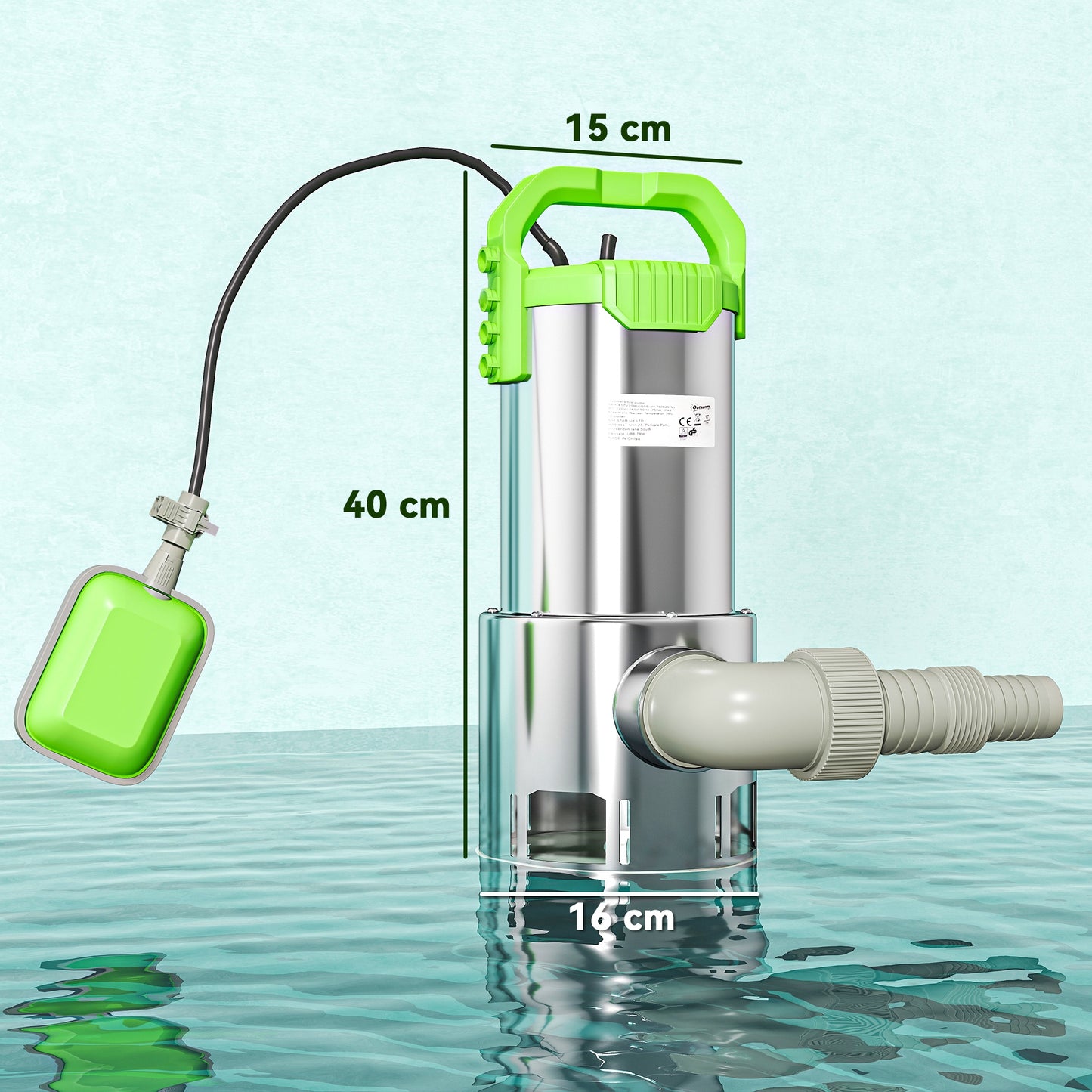 1100W Water Pump with Float Switch, 18500L/H Electric Sump Pump