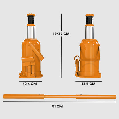 12 Tonne Hydraulic Bottle Jack, 19-37 cm Car Jack Lift, Orange