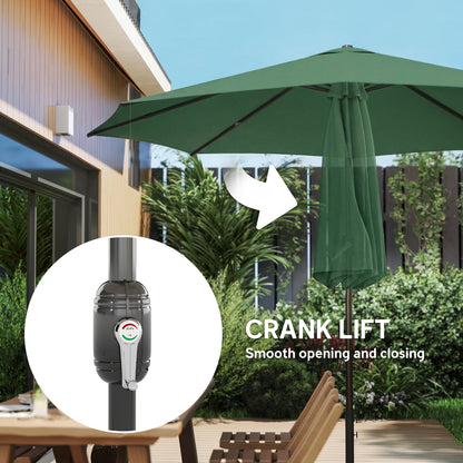 2.7 m Garden Parasol Umbrella with Cross Base, Sandbag, Green