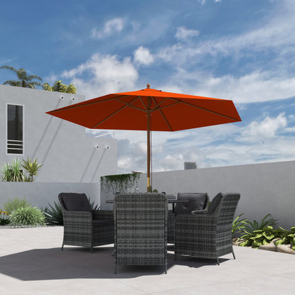 2.5m Wood Garden Parasol Sun Shade Outdoor Wooden Umbrella Canopy