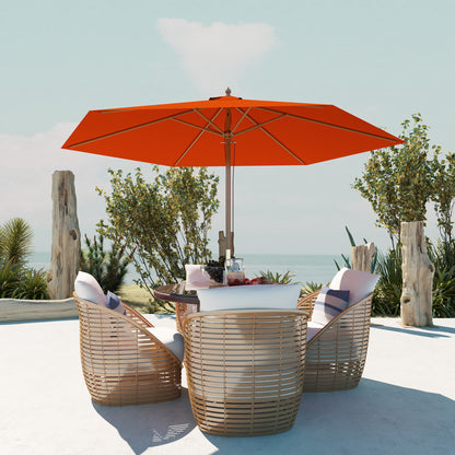 2.5m Wood Garden Parasol Sun Shade Outdoor Wooden Umbrella Canopy