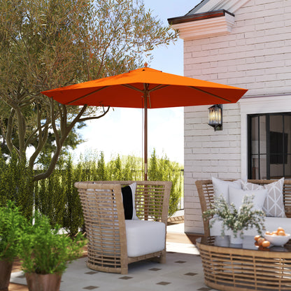 2.5m Wood Garden Parasol Sun Shade Outdoor Wooden Umbrella Canopy