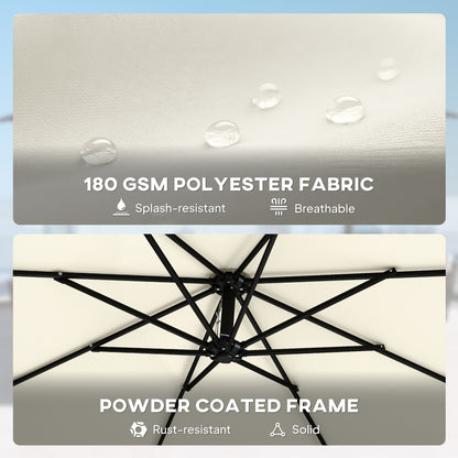 3 m Garden Cantilever Parasol with Sandbag, 360 Degree Rotation