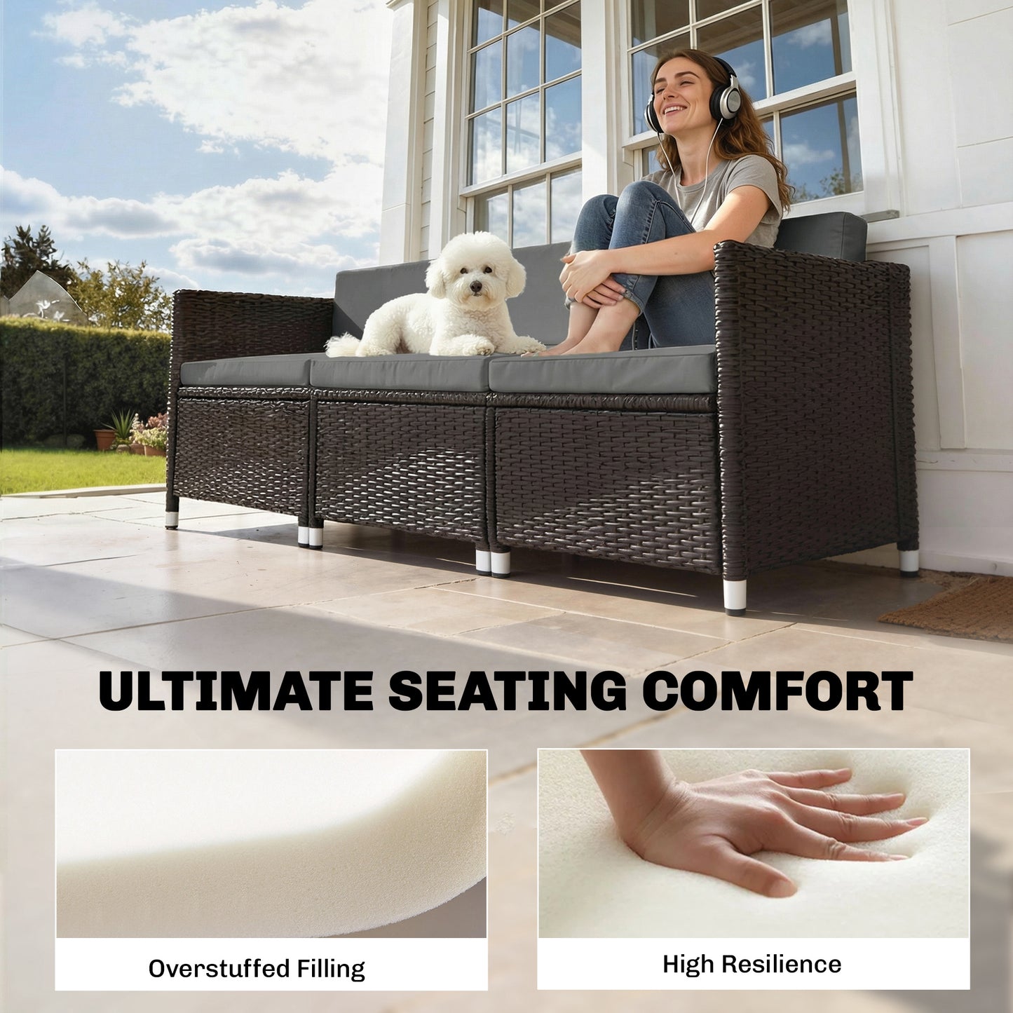 7-Piece Patio Furniture Cushions Water-Repellent 60x60cm, Dark Grey