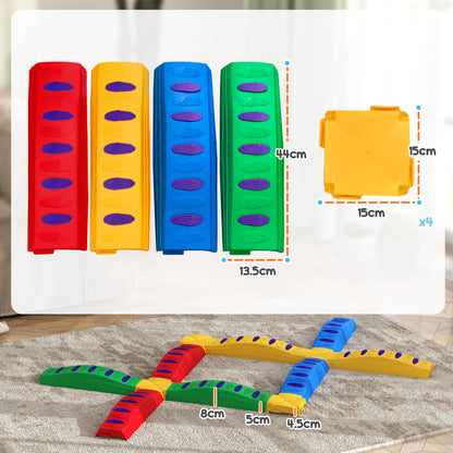 12-Piece Kids Balance Beam, Stepping Stones with Non-Slip Foot Pads
