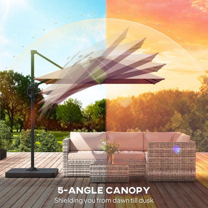 2.4 x 2.4 m Cantilever Parasol w/ Umbrella Weights, Khaki