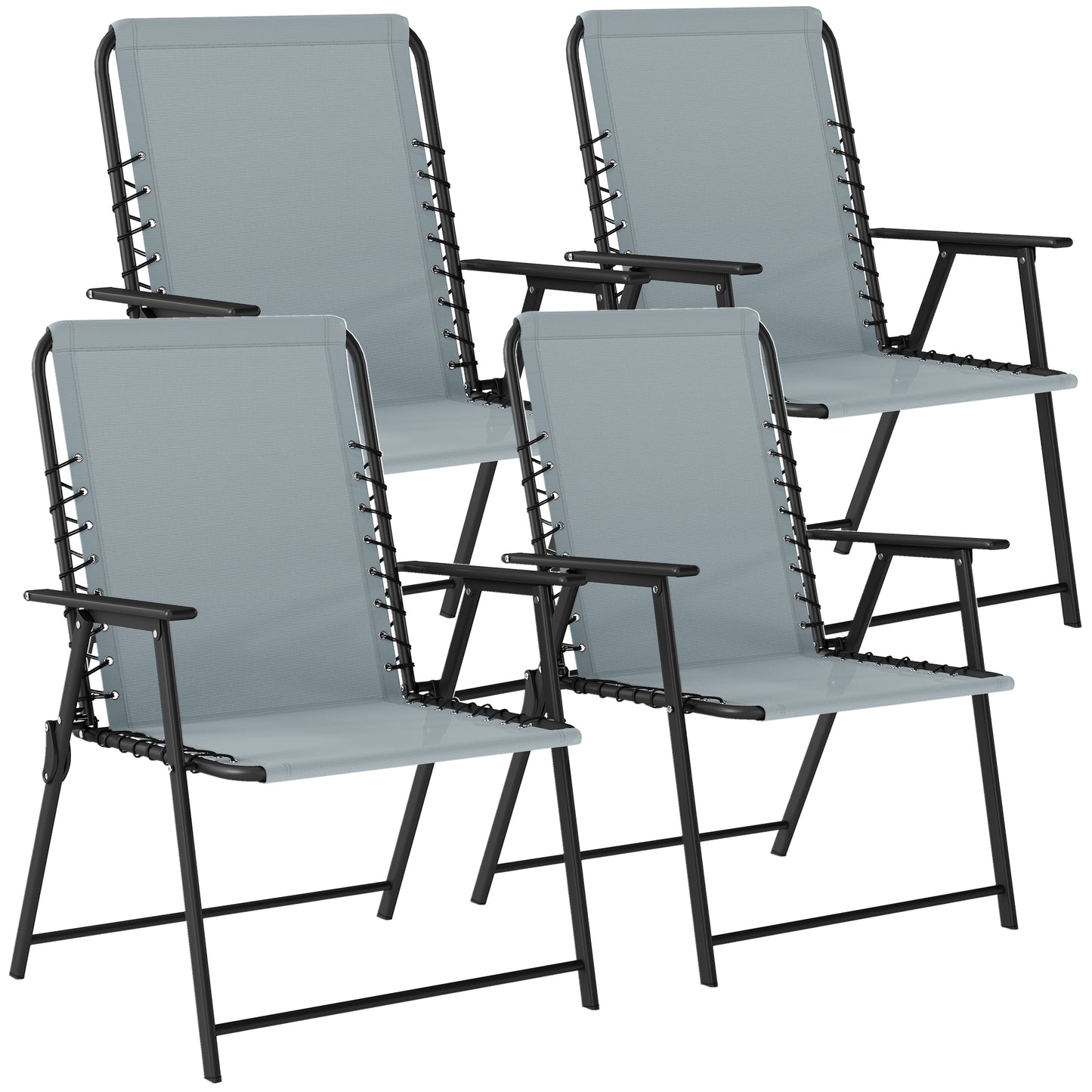 Folding Garden Chairs, Outdoor Chairs Set of 4, Light Grey