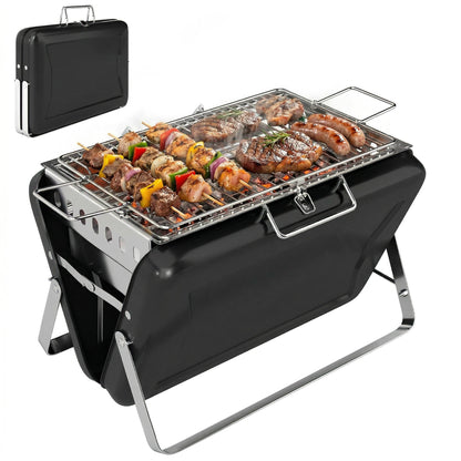 Charcoal BBQ Grill Portable with Tilting Grate Black