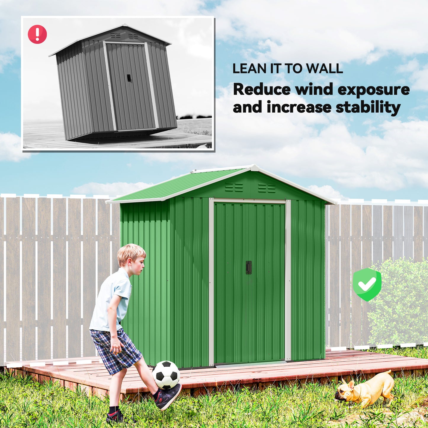 6.5x3.5ft Metal Garden Shed for Garden, Green