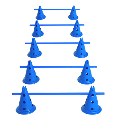 Dog Agility Equipment Play Run Jump Kit Indoor Outdoor Exercise Pet Puppy Training Sets w/ 5 Cross Bars & 10 Conical Barrels