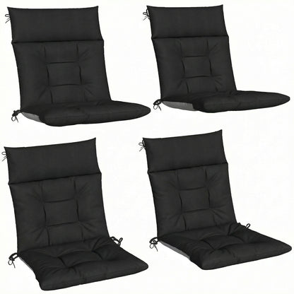 Garden Chair Cushions Set of 4, Waterproof Seat Pads, Black
