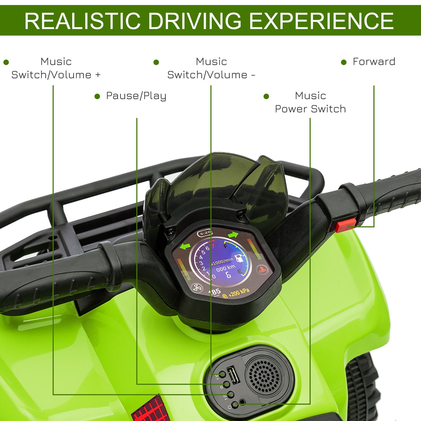 6V Kids Electric Ride on Car Toddler Quad Bike ATV for 18-36 month Green