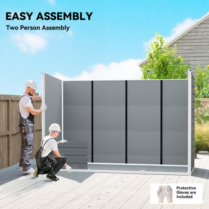 10 x 4 ft Plastic Garden Shed with Floor, Lockable Doors, Grey