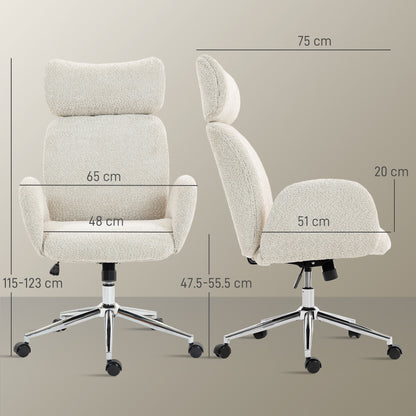 Office Chair with Adjustable Headrest, Comfy Desk Chair, Pale Grey