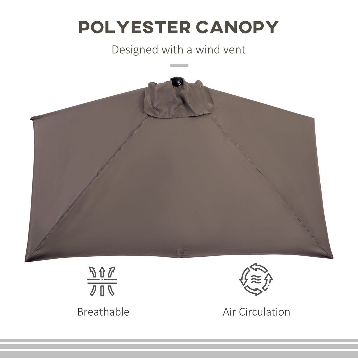 2.7m Metal Frame Garden Furniture Parasol Half Round Umbrella