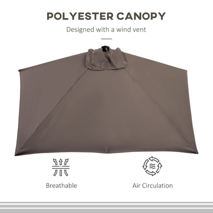 2.7m Metal Frame Garden Furniture Parasol Half Round Umbrella