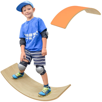 Wooden Balance Board for Kids, Wobble Board with Felt, Orange