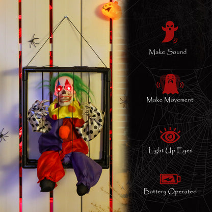 Voice Activated Halloween Animatronics Hinging Clown in Cage