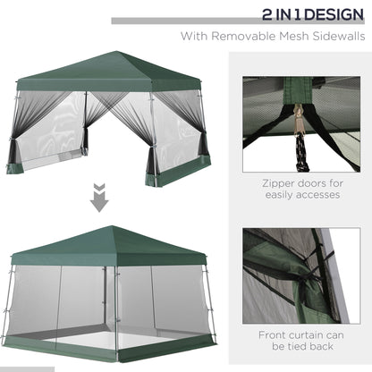 3 x3 x2.6m Folding Pop-up Garden Gazebo W/Mosquito Netting Green